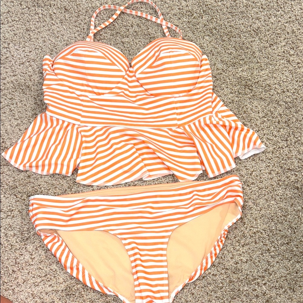 Striped Orange Bikini Set